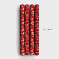 Colorful Star Tree Wrapping Paper, Watercolor Christmas Tree Wrapping Paper, Red Holiday Gift Wrap, Festive Present Wrapping Paper
