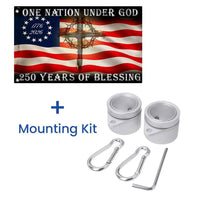 Betsy Ross 250 Years of Blessing Flag | One Nation Under God 1776-2026 | Double-Sided Patriotic Cross Design | UV-Resistant Polyester