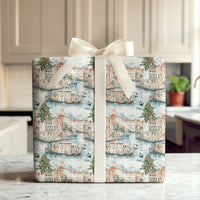 Venice Canal Gift Wrap Roll, Venice Christmas Wrapping Paper, Watercolor Italy Wrapping Paper, Holiday Travel Gift Wrap, Xmas Present Paper