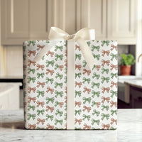 Red and Green Ribbon Gift Wrap, Hand Drawn Bows Wrapping Paper, Festive Christmas Bows Wrapping Paper, Holiday Present Wrapping Paper