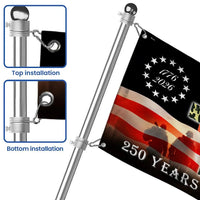 Betsy Ross 250 Years of Freedom Flag | Land of Free Because of Brave | UV-Resistant Polyester | Veterans Memorial Gift