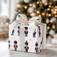 Toy Soldier Gift Wrap, Nutcracker Christmas Wrapping Paper, Traditional Holiday Wrapping Paper, Gold Star Xmas Paper, Festive Gift Wrap