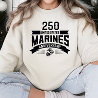 USMC 250th Anniversary Sweatshirt | 250 Years United States Marines Graphic | Premium Cotton Blend Crewneck | Military Veteran Gift for Men and Women