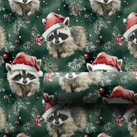 Woodland Animal Gift Wrap, Santa Hat Raccoon Wrapping Paper, Watercolor Christmas Wrapping Paper, Festive Winter Holiday Gift Wrap Paper