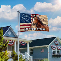 250 Years Strong American Horse Flag | 1776-2026 Patriotic Ranch Decor | Double-Sided UV-Resistant Polyester | Horse Lover Gift