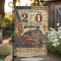 USA 250th Anniversary Garden Flag | Celebrating 250 Years of Freedom 1776-2026 Rustic Americana | Premium Double-Sided Polyester | Patriotic Gift for History Lovers