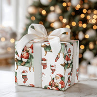 Knitter Santa Claus Armchair Wrapping Paper, Knitting Santa Wrapping Paper, Vintage Christmas Wrapping Paper, Comfy Holiday Gift Wrap Roll
