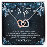 Cubic Zirconia Heart Pendant, Wife Interlocking Hearts Necklace, Surgical Steel Necklace, Romantic Christmas Jewelry Present