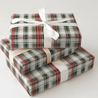 Tartan Christmas Gift Wrap, Red Green and Gold Plaid Wrapping Paper, Elegant Holiday Wrapping Paper, Traditional Plaid Gift Wrap Roll