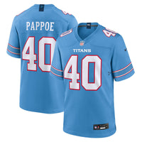 Tennessee Titans Owen Pappoe Light Blue Team Game Jersey