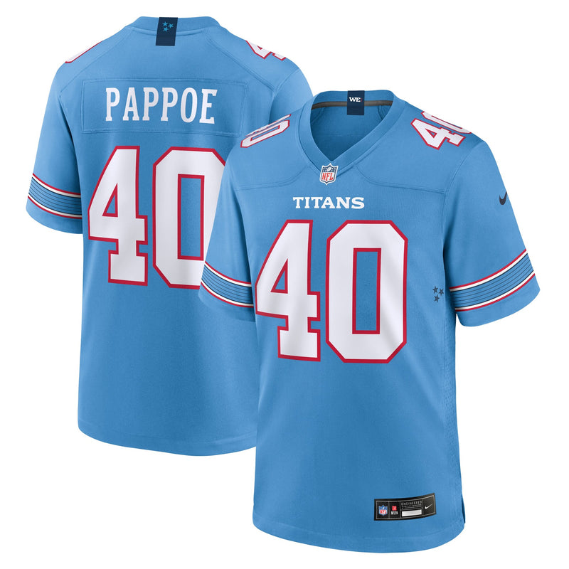Tennessee Titans Owen Pappoe Light Blue Team Game Jersey