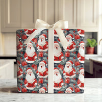 Watercolor Caroler Christmas Gift Wrap, Singing Santa Wrapping Paper, Dark Blue Holiday Wrapping Paper, Caroling Gift Wrap Roll