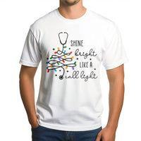 Nurse Christmas Stethoscope Tee, Shine Bright Like a Call Light Shirt, Nurse Christmas Shirt, Medical Holiday T-Shirt, RN Xmas Present