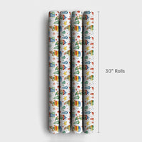 Whimsical Holiday Toy Gift Wrap, Watercolor Christmas Elves Wrapping Paper, Adorable Kids Xmas Wrapping Paper, Retro Toy Elf Holiday Present Paper