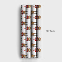 Tan Overalls Santa Claus Gift Wrap, Carpenter Santa Wrapping Paper, Handyman DIY Christmas Wrapping Paper, Builder Holiday Present Paper