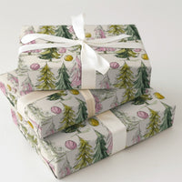 Watercolor Tree Gift Wrap, Pink and Green Christmas Trees Wrapping Paper, Whimsical Holiday Wrapping Paper, Pastel Christmas Tree Gift Wrap