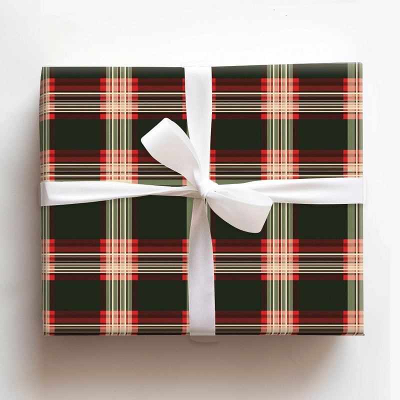 Traditional Tartan Gift Wrap, Christmas Plaid Wrapping Paper, Green and Red Holiday Wrapping Paper, Classic Festive Wrapping Paper Roll