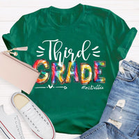 Personalized Grade And Name Colorful Printed Teacher Back To School T-Shirt