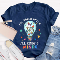 Colorful Puzzle The World Needs All Kinds Of Minds Teacher T-Shirt