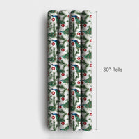 Pine Branch Bird Gift Wrap, Watercolor Peacock Christmas Wrapping Paper, Red Ornament Wrapping Paper, Elegant Winter Holiday Wrapping Paper