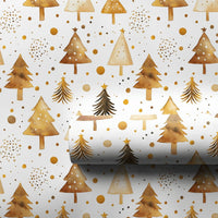 Bronze Watercolor Tree Gift Wrap, Gold Christmas Tree Wrapping Paper, Elegant Holiday Confetti Wrapping Paper, Modern Xmas Wrapping Paper