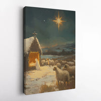 Star of Bethlehem Canvas Wall Art, Nativity Scene Canvas Print, Christian Christmas Wall Decor, Religious Canvas Art, Holy Night Home Present