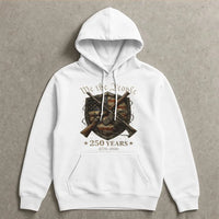 We The People Hoodie | 250 Years 1776-2026 Patriotic Shield & Rifles Art | Soft Cotton-Poly Blend Pullover | Gift for Americana & History Fans
