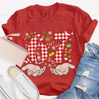 Candy Cane Snowflakes Christmas T-Shirt, Six to Seven Santa Hat Shirt, Festive Holiday Graphic Tee, Winter Xmas Shirt, Christmas Family Present