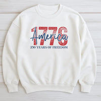 1776 America Sweatshirt | 250 Years of Freedom Patriotic Design | Soft Cotton Polyester Blend | Gift for History Buffs