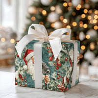 Retro Christmas Carols Gift Wrap, Vintage Singing Santa Wrapping Paper, Holiday Present Paper, Festive Xmas Wrapping Paper Roll for Presents