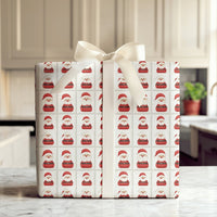Buffalo Plaid Santa Claus Gift Wrap, Cartoon Santa Wrapping Paper, Adorable Santa Grid Christmas Wrapping Paper, Holiday Gift Wrap Roll