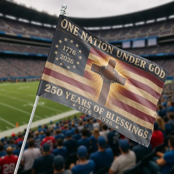 One Nation Under God House Flag | 250 Years of Blessings 1776-2026 Americana Design | Premium Double-Sided Polyester | Patriotic Gift for Home Decor Lovers