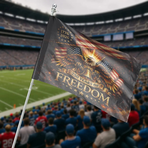250 Years of Freedom House Flag | USA 250th Anniversary Eagle | Double Sided Weather Resistant Fabric | Collector's Patriotic Outdoor Decor