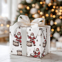 Drumming Santa Claus Gift Wrap, Drummer Santa Christmas Wrapping Paper, Vintage Musician Wrapping Paper, Drummer Holiday Wrapping Paper