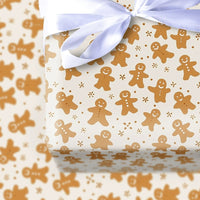 Holiday Cookie Pattern Gift Wrap Paper, Gingerbread Man Christmas Wrapping Paper, Adorable Winter Holiday Present Paper, Xmas Gift Wrap