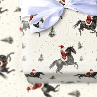 Watercolor Winter Horse Gift Wrap, Equestrian Santa Horse Wrapping Paper, Festive Country Christmas Paper, Holiday Gift Wrapping Paper Roll
