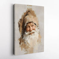 Rustic Oil Portrait Canvas Print, Smiling Santa Claus Canvas Art, Christmas Holiday Wall Art, Festive Winter Canvas Decor, Xmas Room Decor