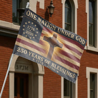 One Nation Under God House Flag | 250 Years of Blessings 1776-2026 Americana Design | Premium Double-Sided Polyester | Patriotic Gift for Home Decor Lovers