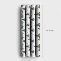 Retro Camper Van Gift Wrap, Vintage Blue Camper Wrapping Paper, Winter Pine Tree Camper Paper Roll, Christmas Travel Gift Wrapping Paper