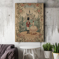 Ballerina Castle Canvas Print, Nutcracker Ballet Canvas Art, Vintage Holiday Canvas Wall Decor, Christmas Dancer Present Canvas