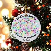 Tangled Lights Ceramic Ornament, Humorous Everythings A Mess Christmas Ornament, Humorous Holiday Tree Ornament, Chaos Gag Present for Parents
