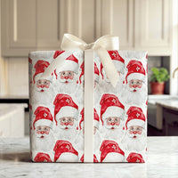 Watercolor Santa Claus Wrapping Paper, Swiss Cross Santa Wrapping Paper, Holiday Present Gift Wrap, Festive Christmas Gift Wrapping Paper