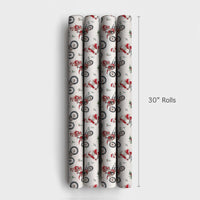 Dirt Bike Santa Claus Gift Wrap, Motocross Santa Christmas Wrapping Paper, Biker Holiday Wrapping Paper, Motorcycle Christmas Gift Wrap