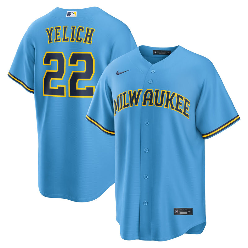 Milwaukee Brewers Christian Yelich Light Blue Road Replica Jersey