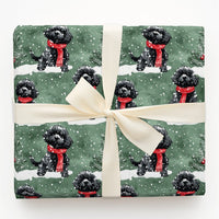 Festive Holiday Dog Wrapping Paper, Black Poodle Christmas Wrapping Paper, Winter Scarf Puppy Gift Wrap, Dog Gift Wrap, Dog Lover Xmas Present