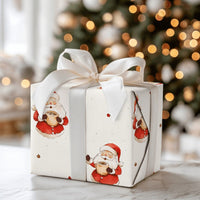 Comfy Hot Cocoa Christmas Gift Wrap, Watercolor Santa Wrapping Paper, Adorable Santa Claus Present Wrap, Rustic Holiday Packaging Roll