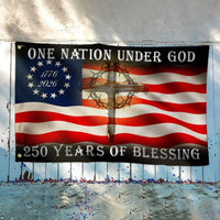 Betsy Ross 250 Years of Blessing Flag | One Nation Under God 1776-2026 | Double-Sided Patriotic Cross Design | UV-Resistant Polyester