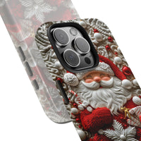iPhone Tough Phone Case, Santa Claus Phone Case, Festive 3D Textured Christmas Cover, Vintage Holiday Winter Hard Case Xmas Present