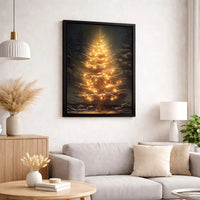 Glowing Snowy Forest Canvas Print, Christmas Tree Canvas Wall Art, Winter Pine Tree Canvas Art, Seasonal Holiday Home Wall Decor Present