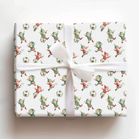 Holiday Sports Gift Wrap, Soccer Gnome Christmas Wrapping Paper, Xmas Gnome Wrapping Paper, Festive Soccer Gift Wrap, Holiday Gift Wrap